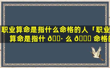 职业算命是指什么命格的人「职业算命是指什 🌷 么 🐅 命格的人呢」